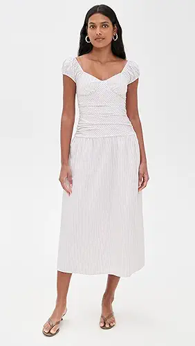 WAYF Ruched Waist Midi Dress