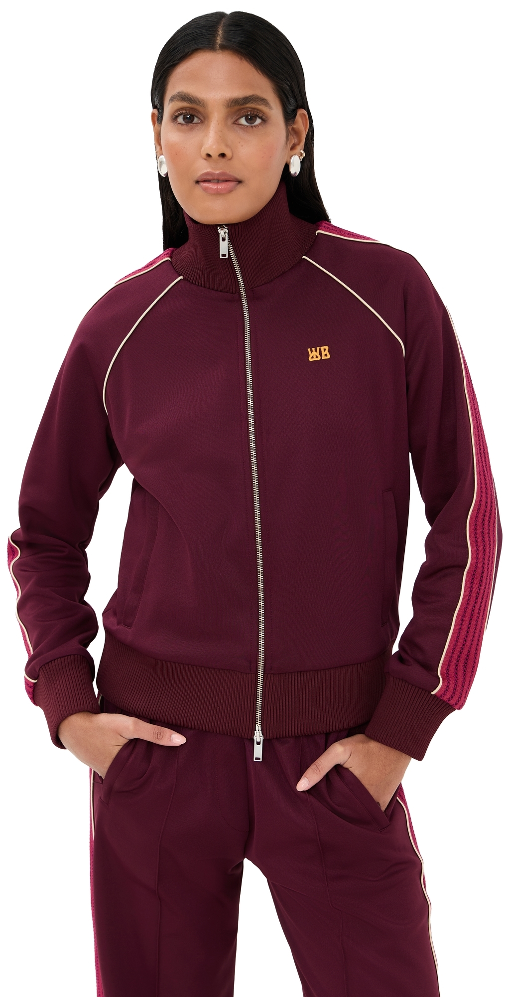 Wales Bonner Mantra Track Top Burgundy In Burgundy