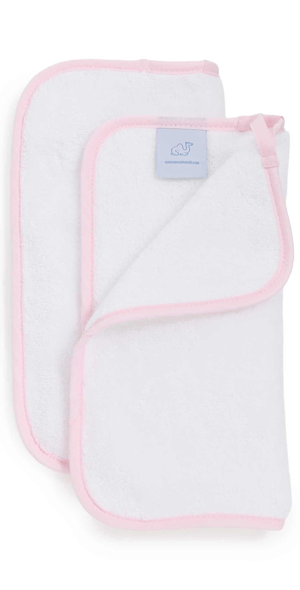 Weezie Signature Washcloths 2 Pack Ballet Pink On White