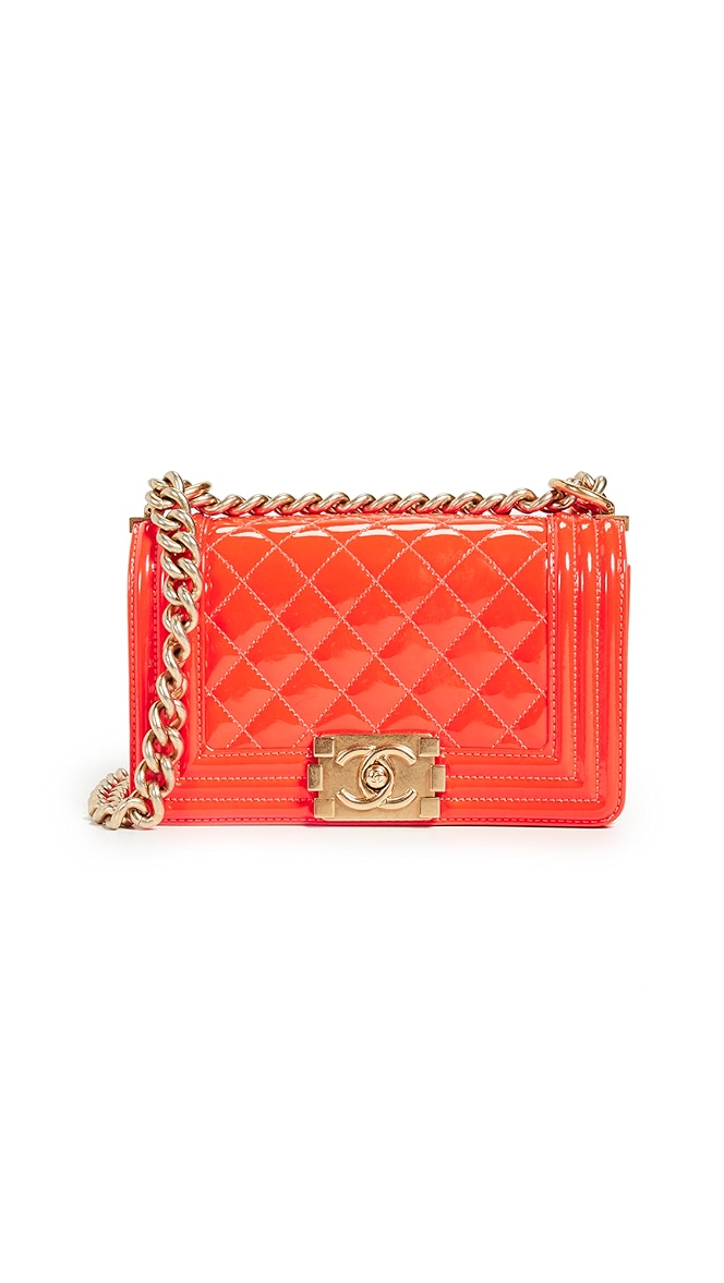 chanel patent boy bag