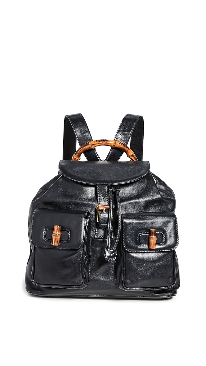 gucci black leather backpack