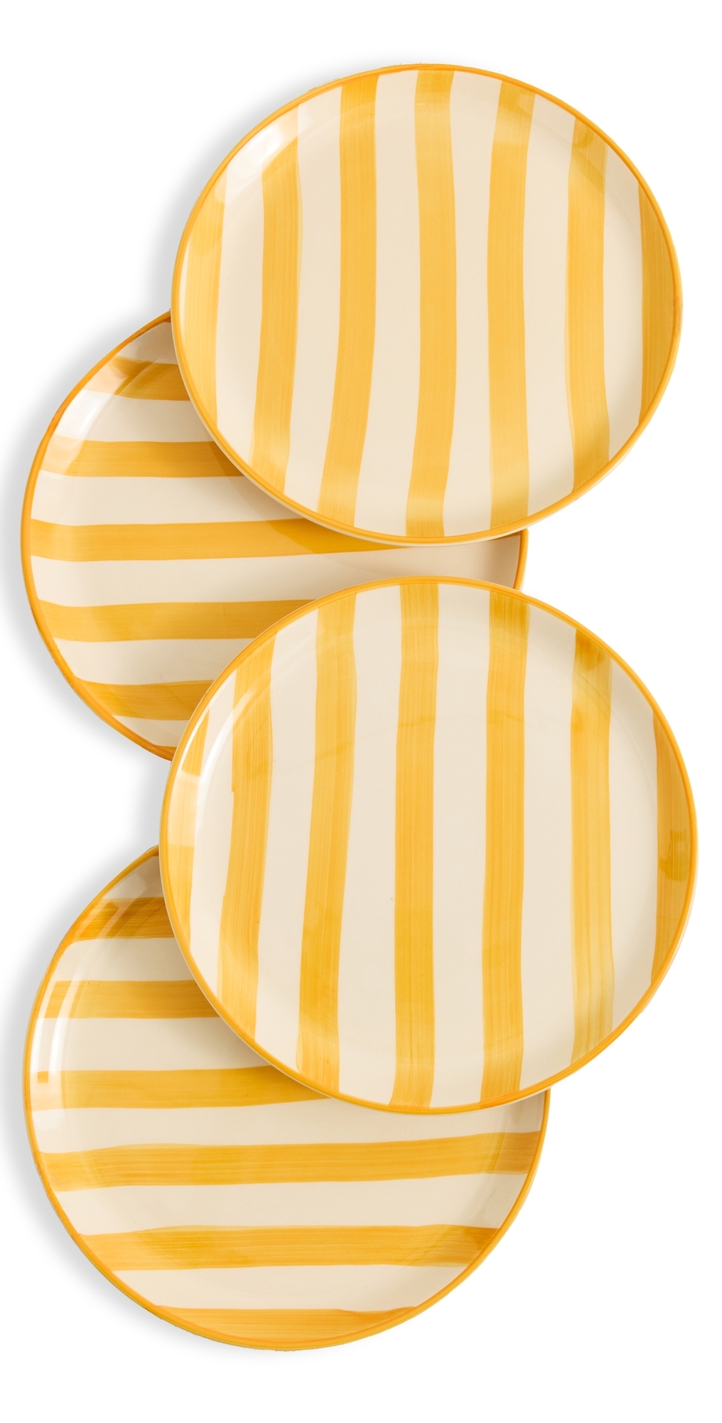 Zafferano Dinner Plates Set Of 4 Yellow Stripe In Yellow