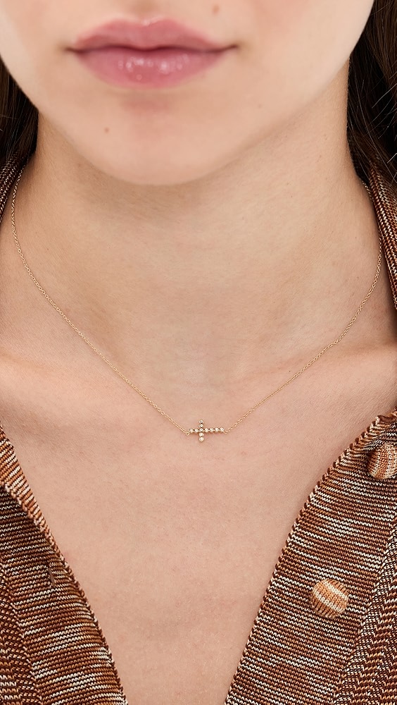 Zoe Chicco 14k Gold Bezel Diamond Cross Necklace | Shopbop
