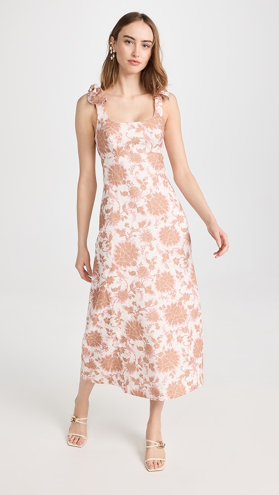 Zimmermann Tie Shoulder Midi Dress