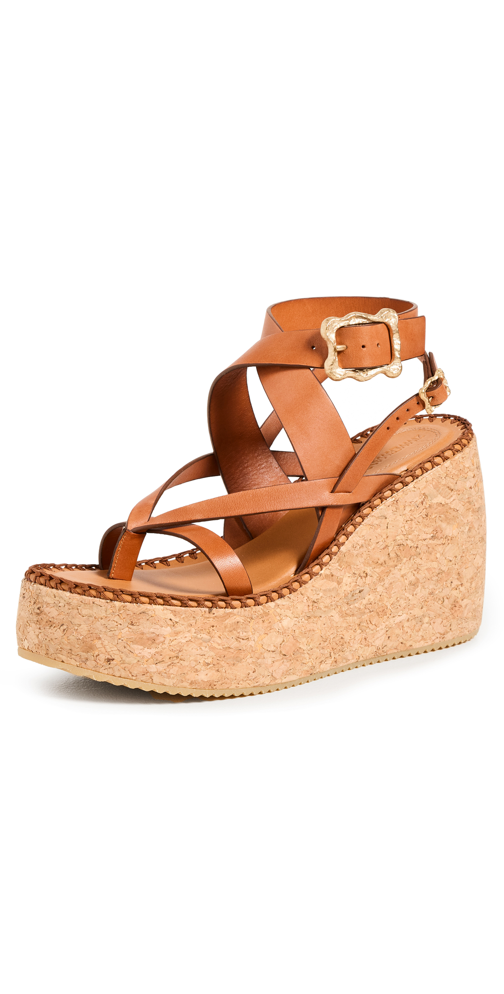 Zimmermann Mult-strap Sandal Wedge In Brandy