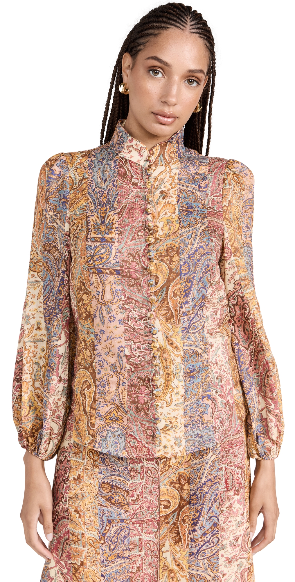 ZIMMERMANN PAISLEY BLOUSE MULTI PAISLEY STRIPE