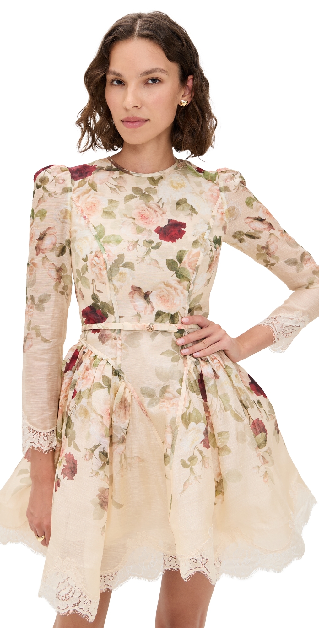 Zimmermann Womens Cream Cascade Hypnotic Lace Linen And Silk Mini Dress