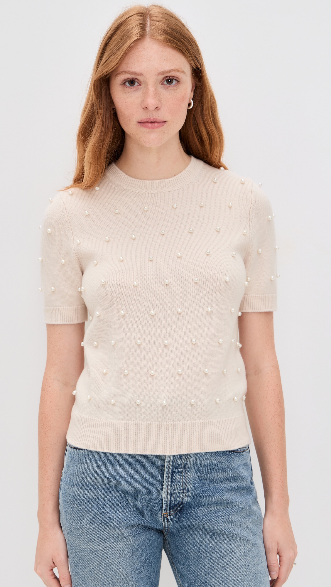 Zimmermann Beaded Short Sleeve Sweater