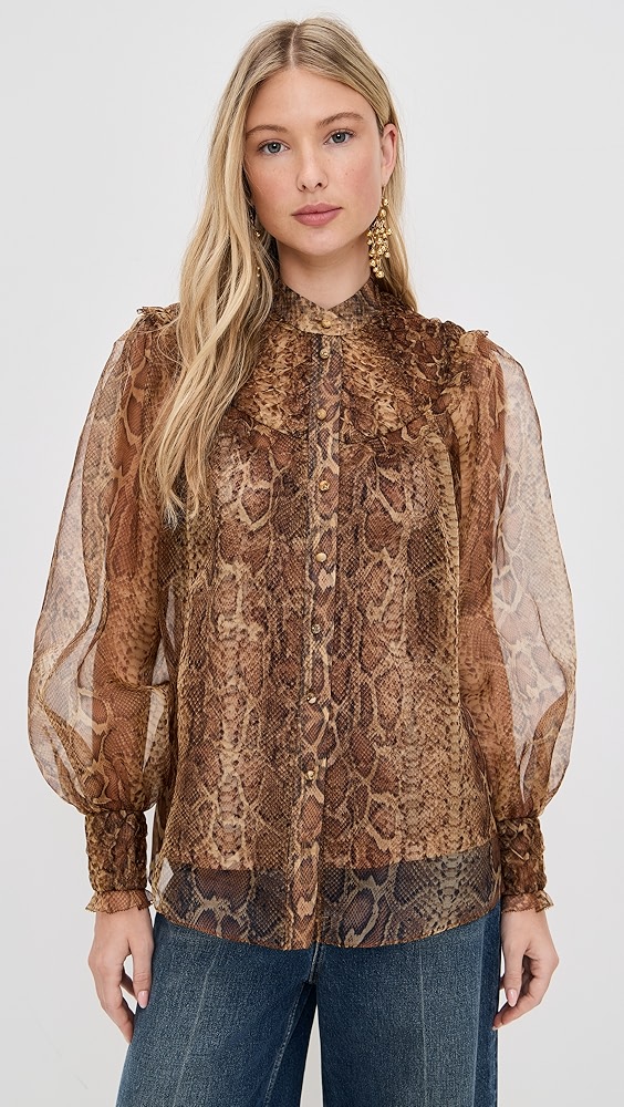 【送料&関税込】Zimmermann Smock Crush Blouse Zimmermann Crush Smock Blouse in Scarlet Floral | REVOLVE