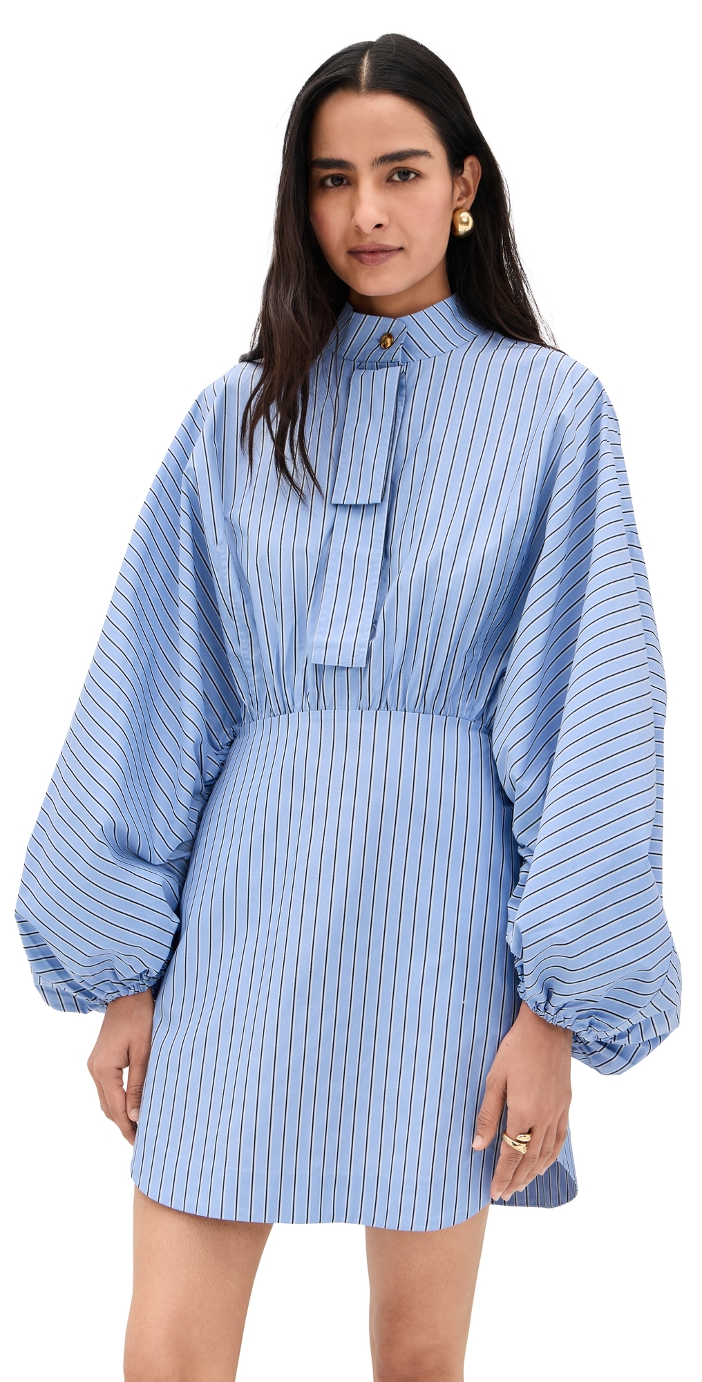 Zimmermann Drawstring Stripe Mini Dress Hydrangea Stripe In Blue