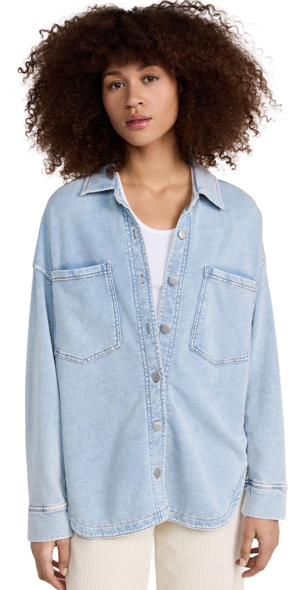 Shop Z Supply All Day Knit Denim Jacket Washed Indigo