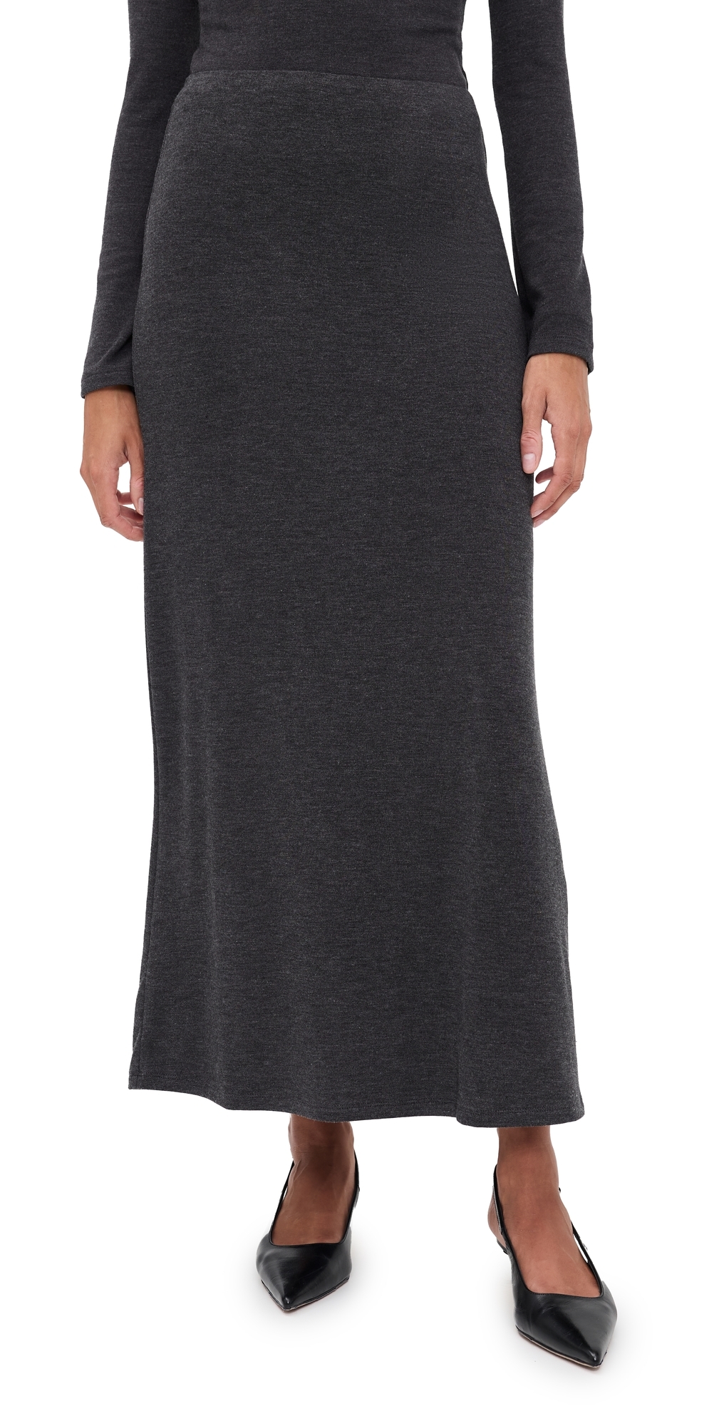 Z Supply Demure Maxi Skirt Charcoal Heather In Gray