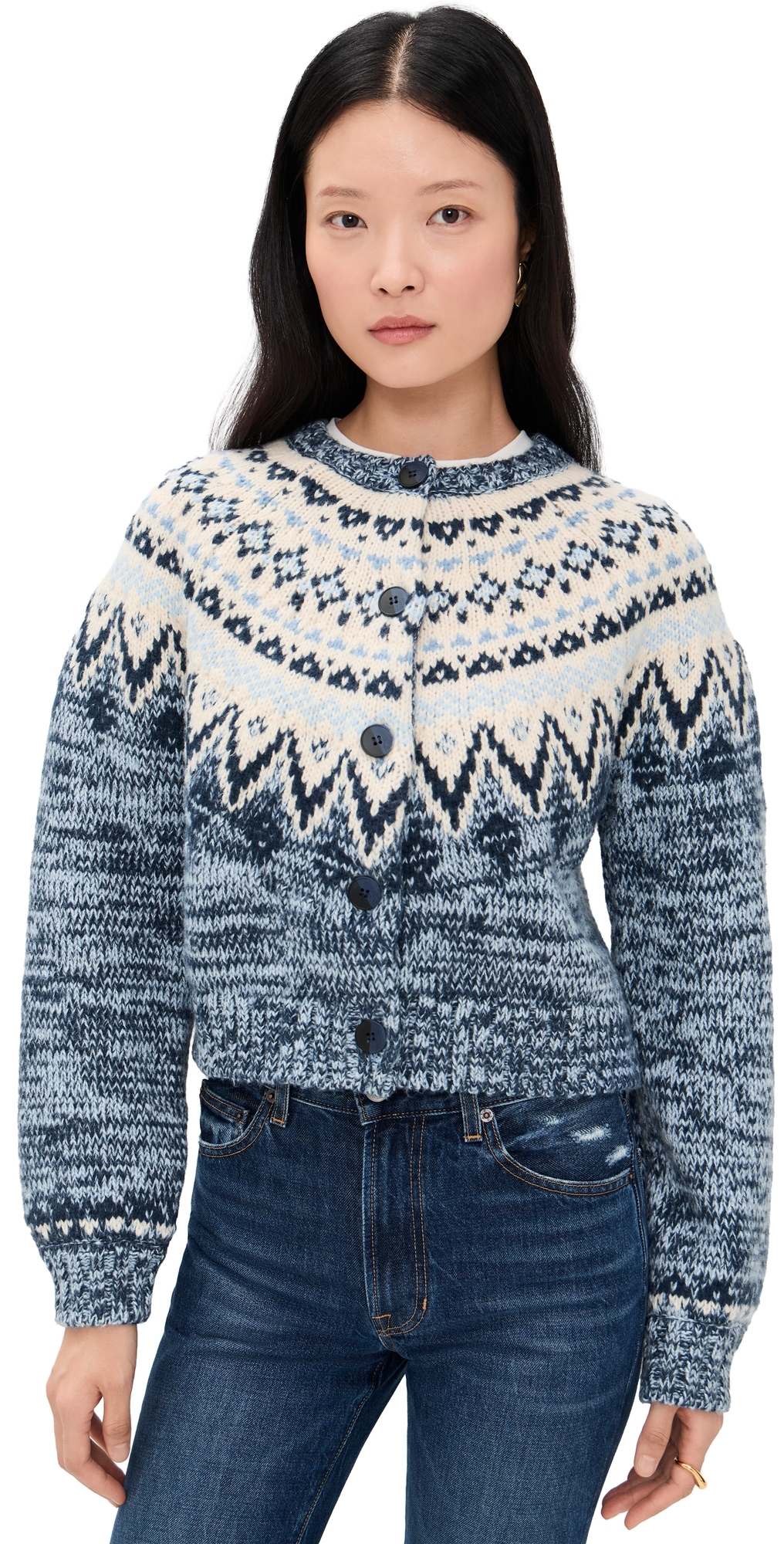 Z Supply North Sea Fair Isle Cardigan Blue Velvet Heather In Blue