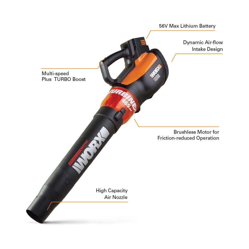 WORX TURBINE 56V Cordless Blower with Brushless Motor, 125