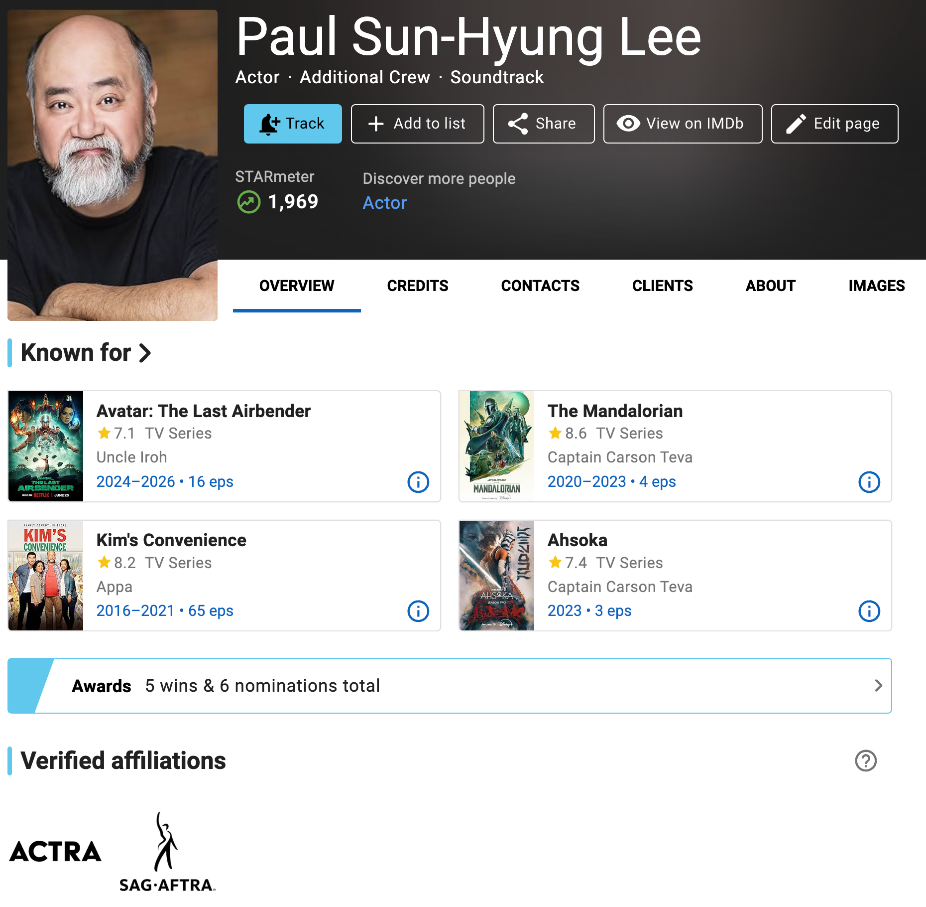 ACTRA badge on a member page