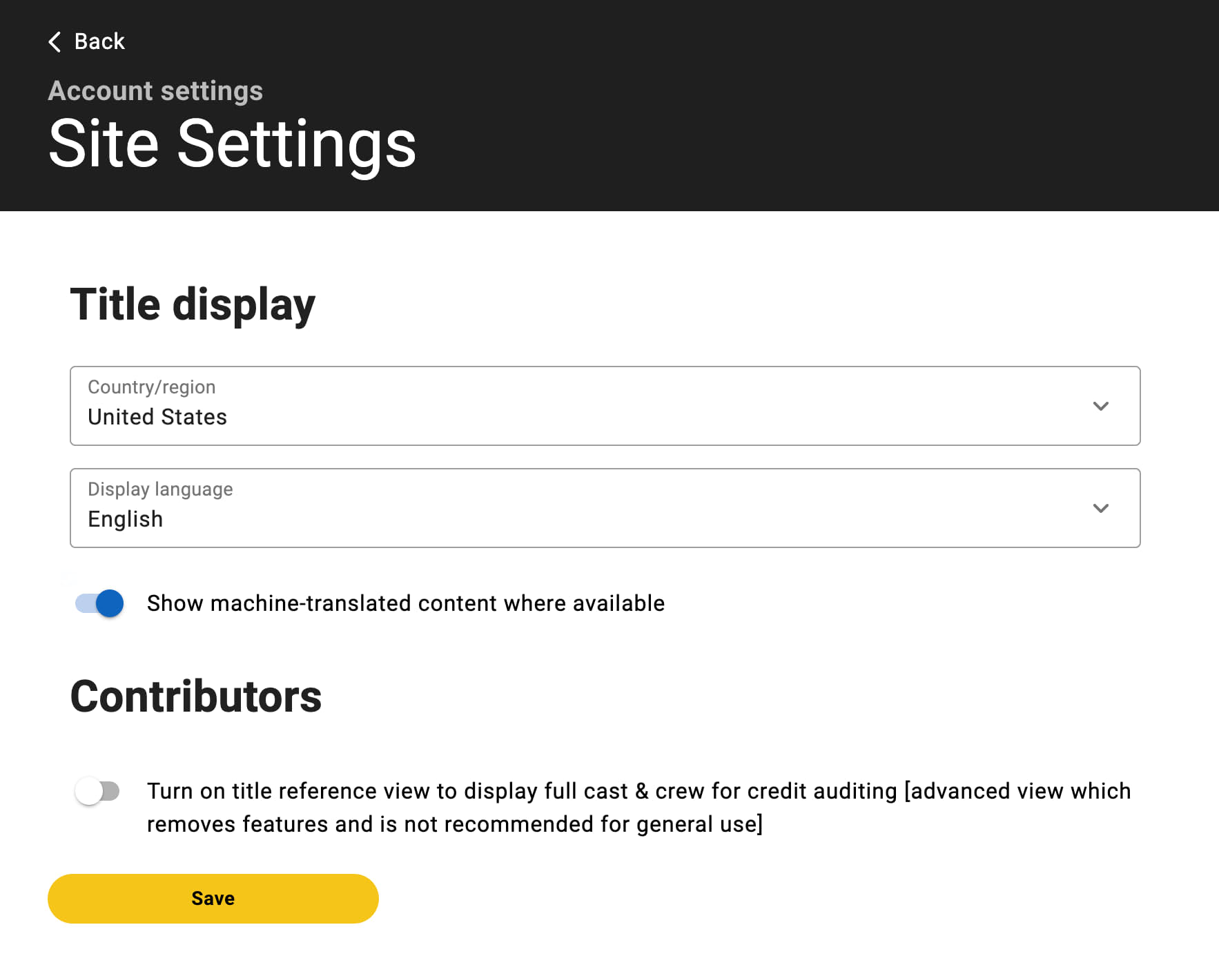 language display settings menu