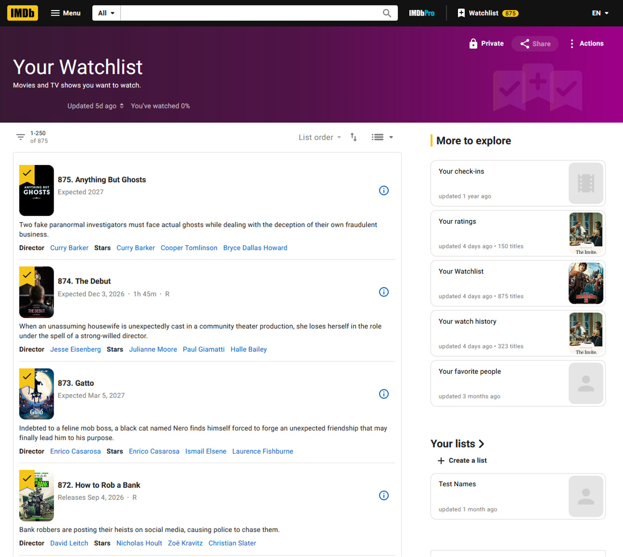 Example of watchlist