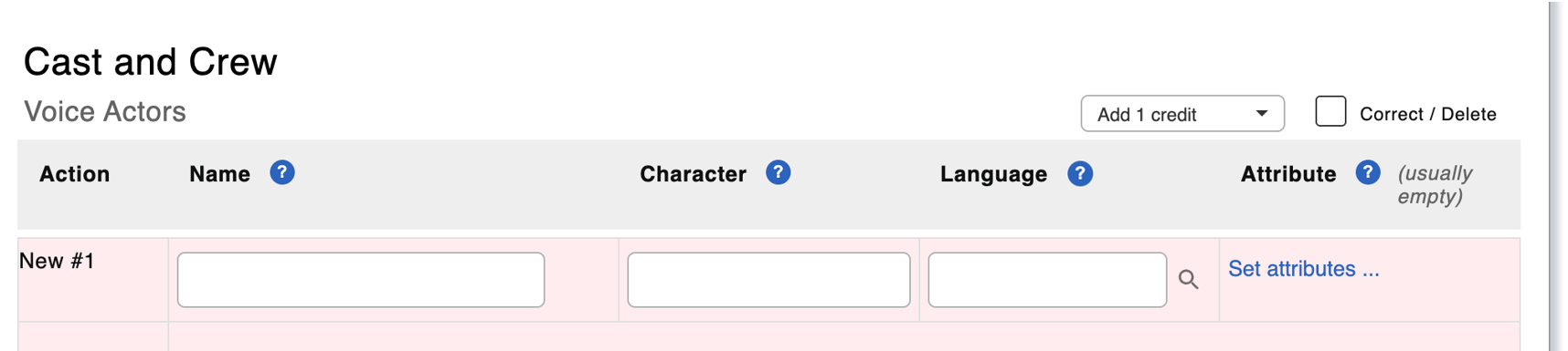 example of dubbing credits submission form