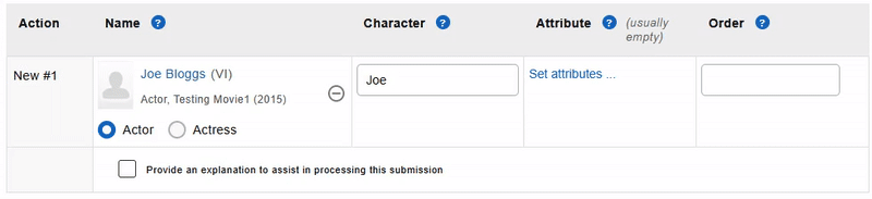 Correct character name and order number