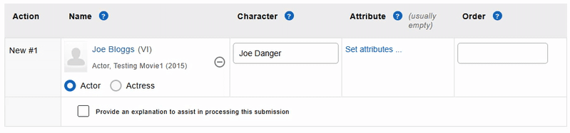 Correct actor name