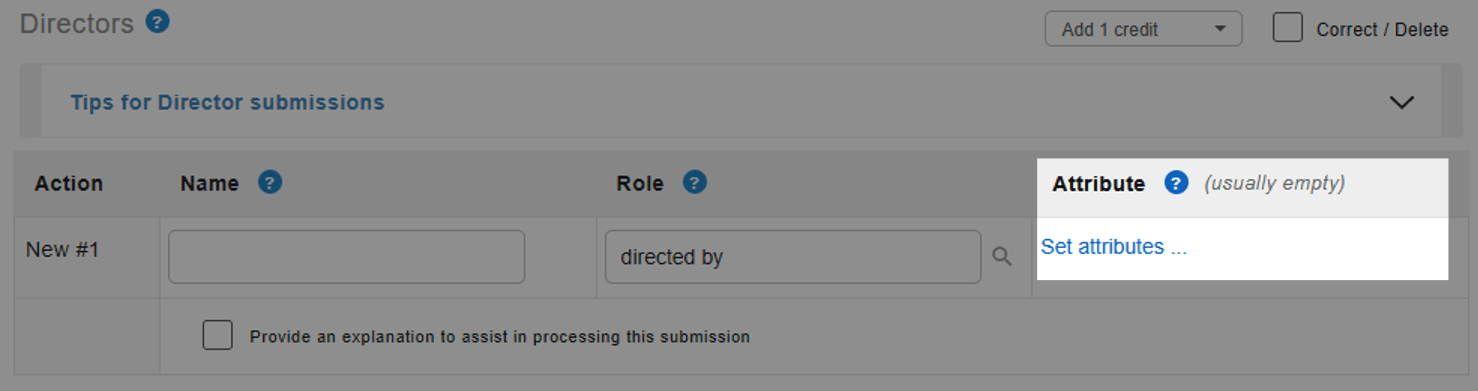 Major crew credit addition example