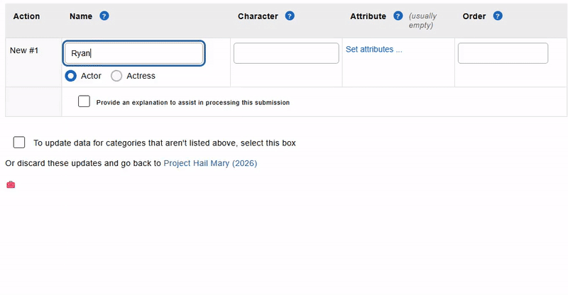 Adding credit evidence example
