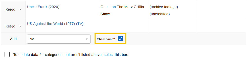 Show name option