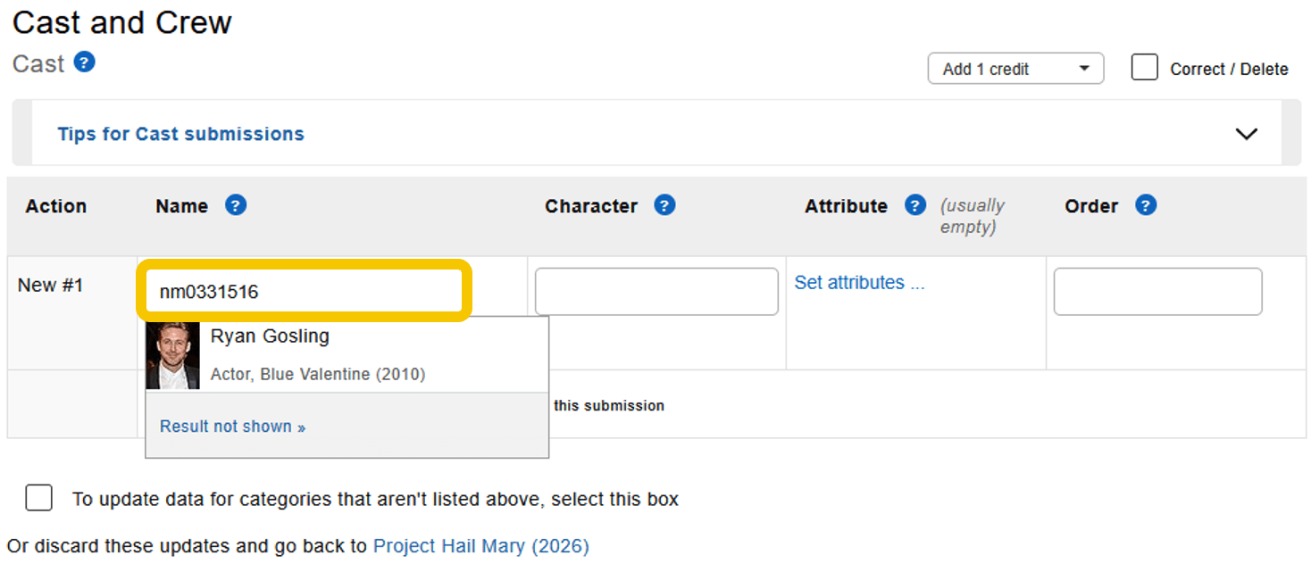 Using the nconst unique identifier