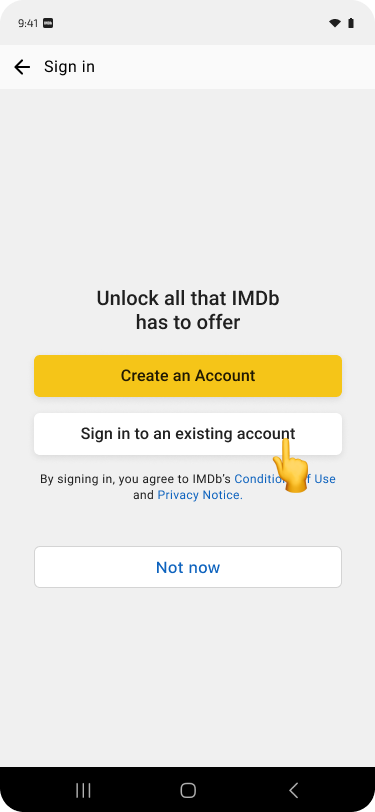 Android: Sign-in to existing account