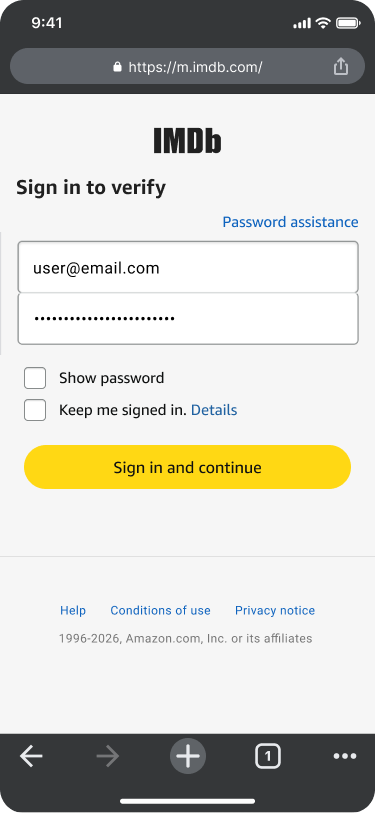 Enter your IMDb credentials