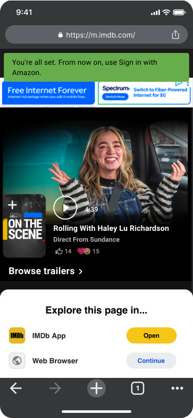 Mobile site: Confirmed migration screen on IMDb