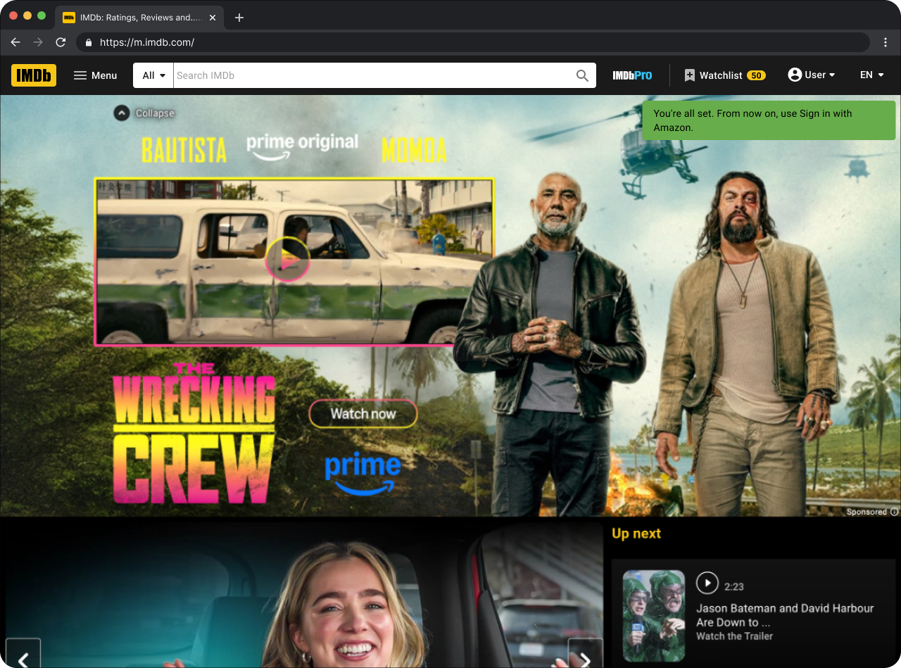 IMDb account migration confirmation
