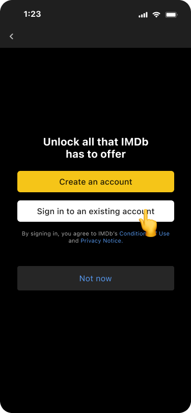 iOS: Sign-in to existing account