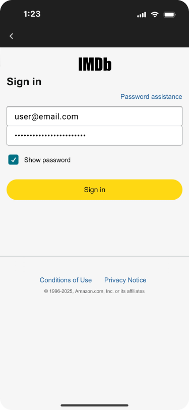 iOS: enter login details