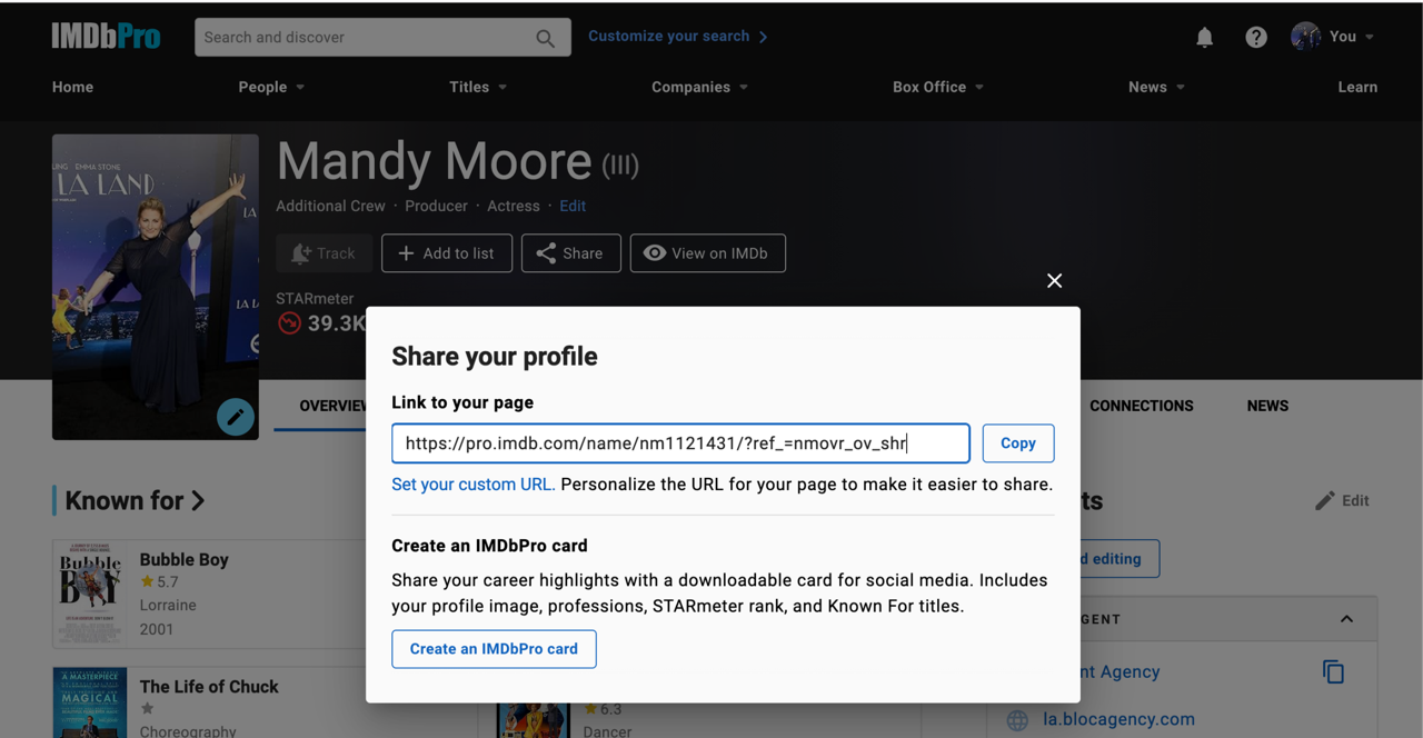 Example of adding IMDbPro card
