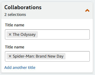 Example of the Collaborations filters