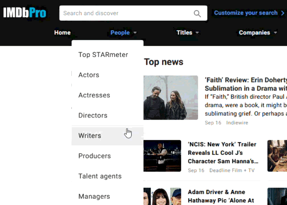 Example of accessing Discover People
