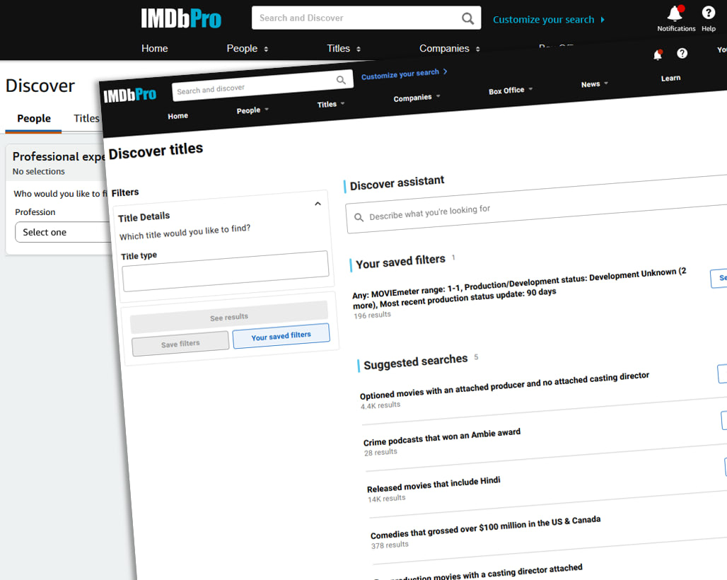 Discover People and Title Search on IMDbPro