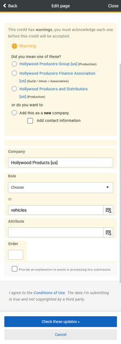yellow warnings for company addition
