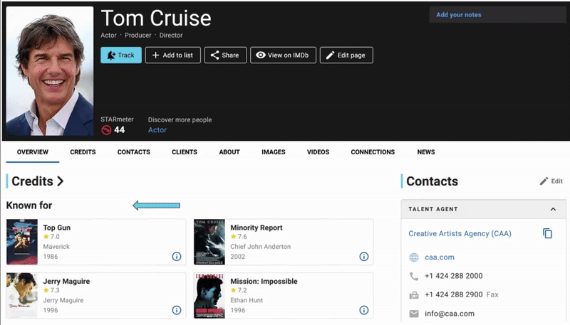 Tom Cruise known for