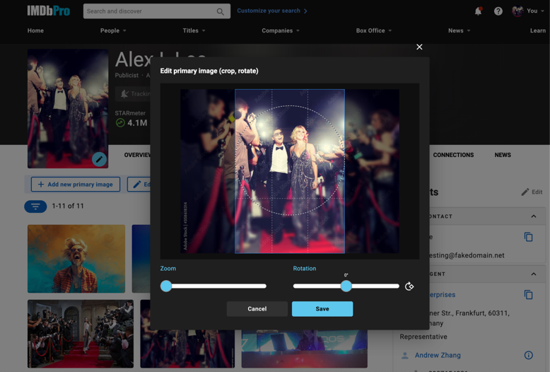 Edit Primary Image feature on IMDbPro