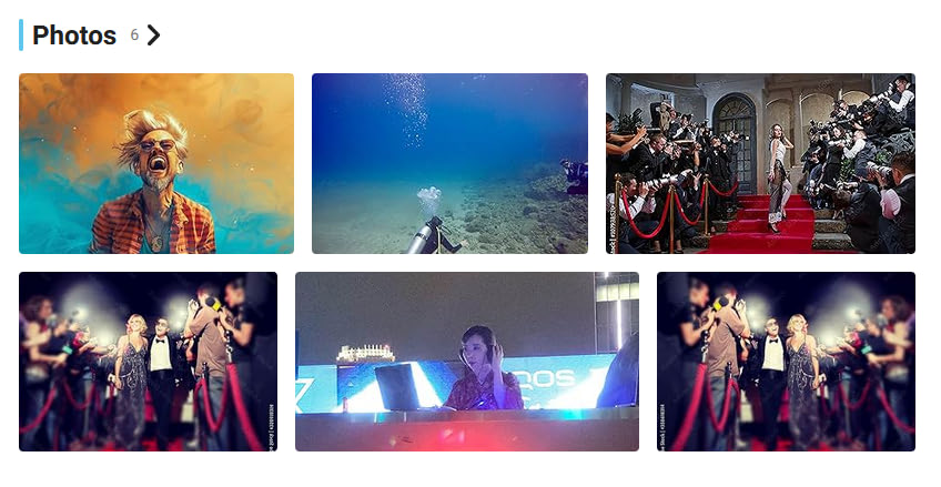 Example of Featured Images on IMDbPro name page