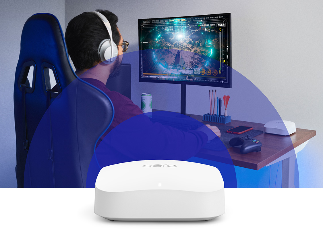 Amazon eero Pro 6E tri-band mesh Wi-Fi 6E router, with built