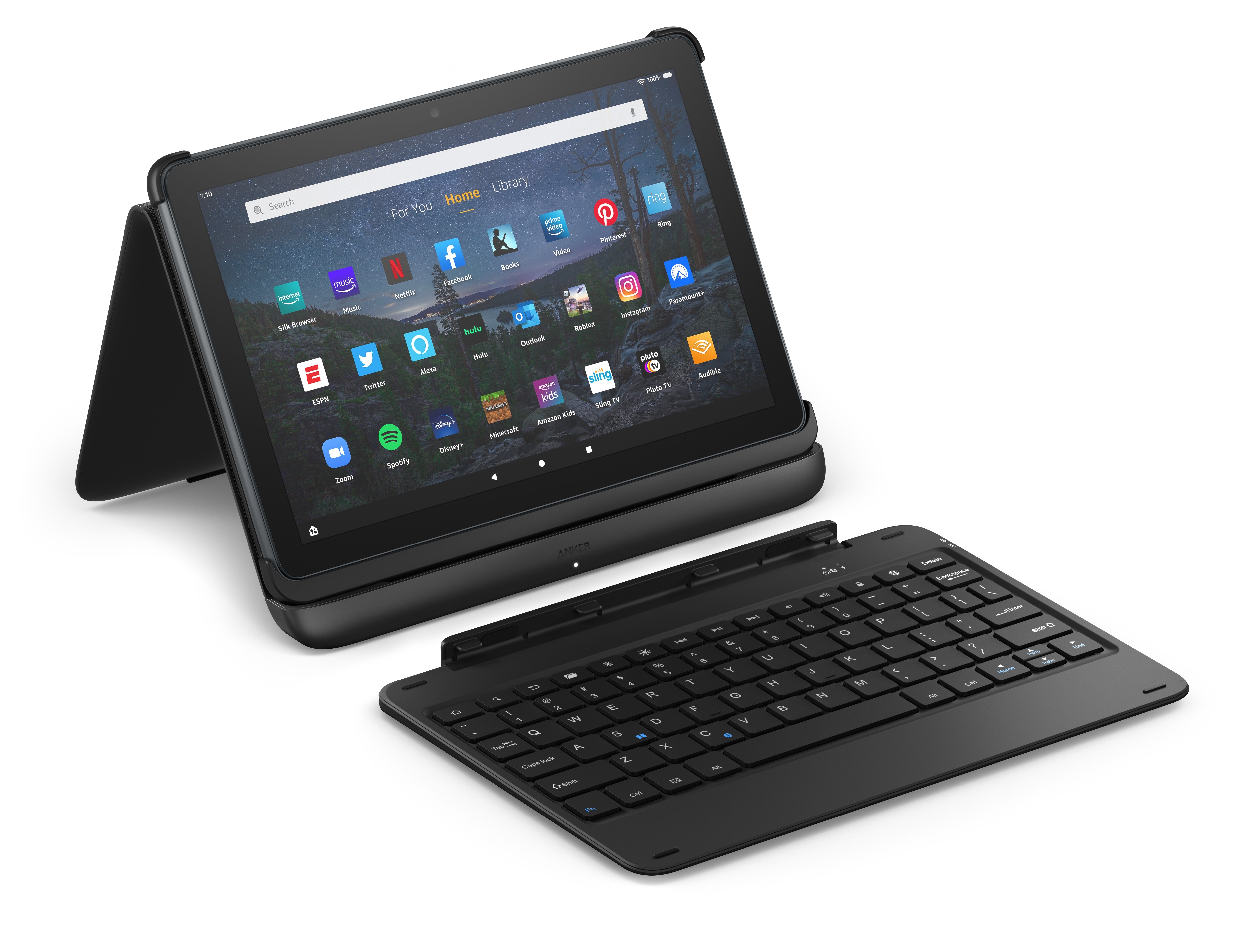 Made for Amazon Bluetooth Keyboard with detachable case in Black, for Fire  HD  th Generation  release