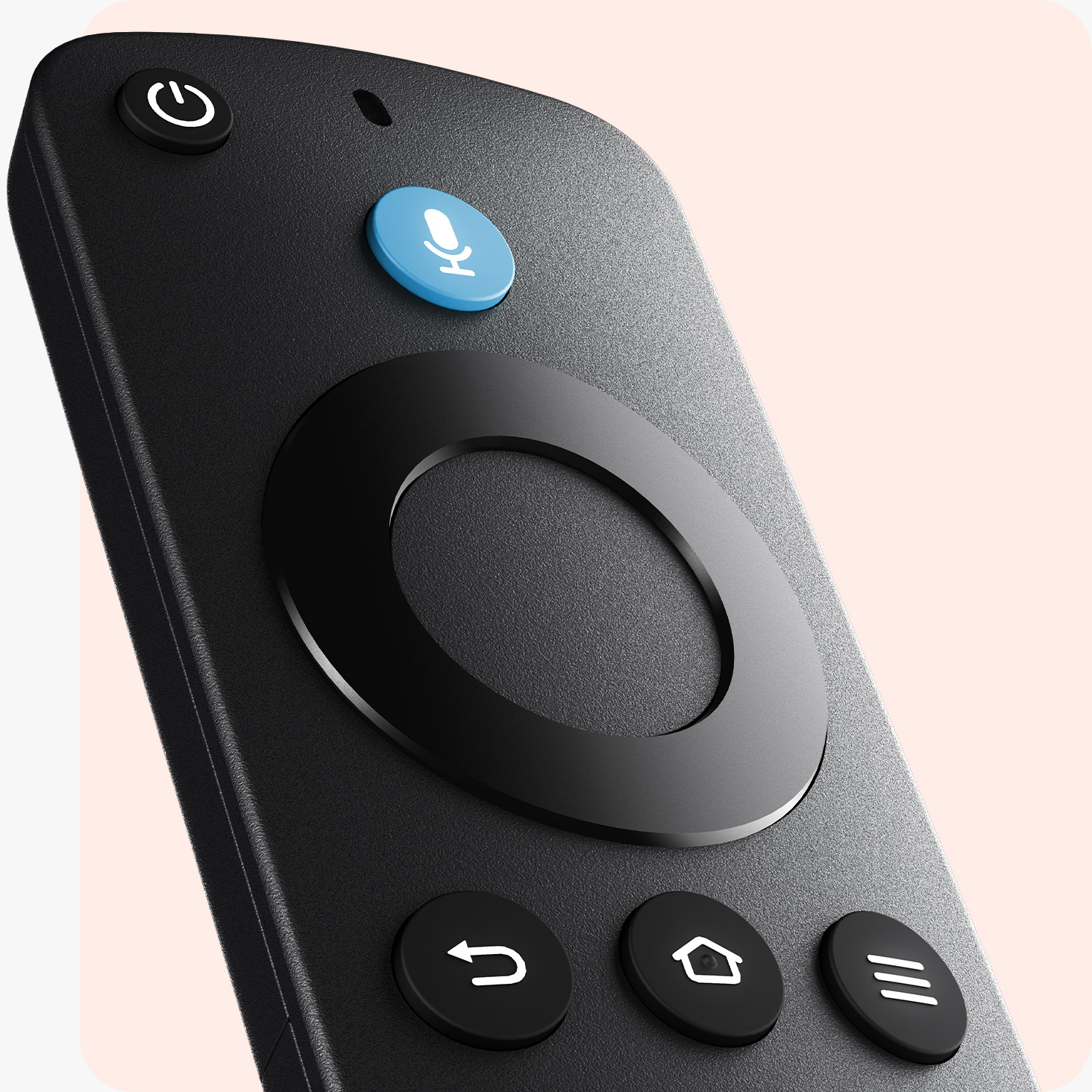The Alexa Voice Remote Enhanced, a candy-bar sized device with an Alexa Voice Remote button and controls.