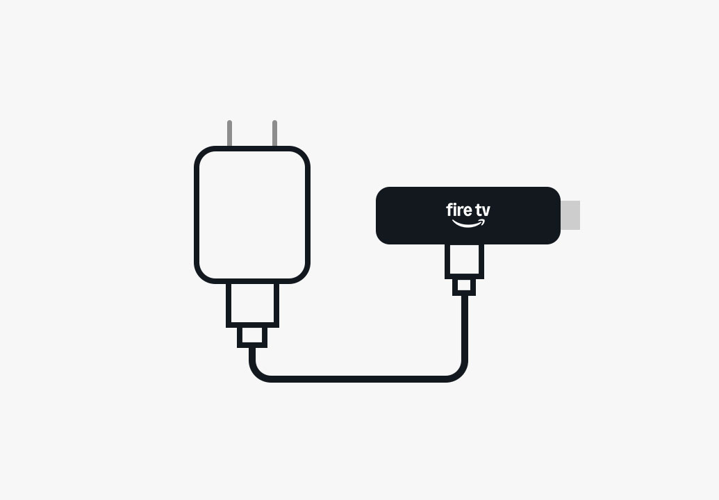 An illustration of the Fire TV Stick 4K Select plugged into a power cord.