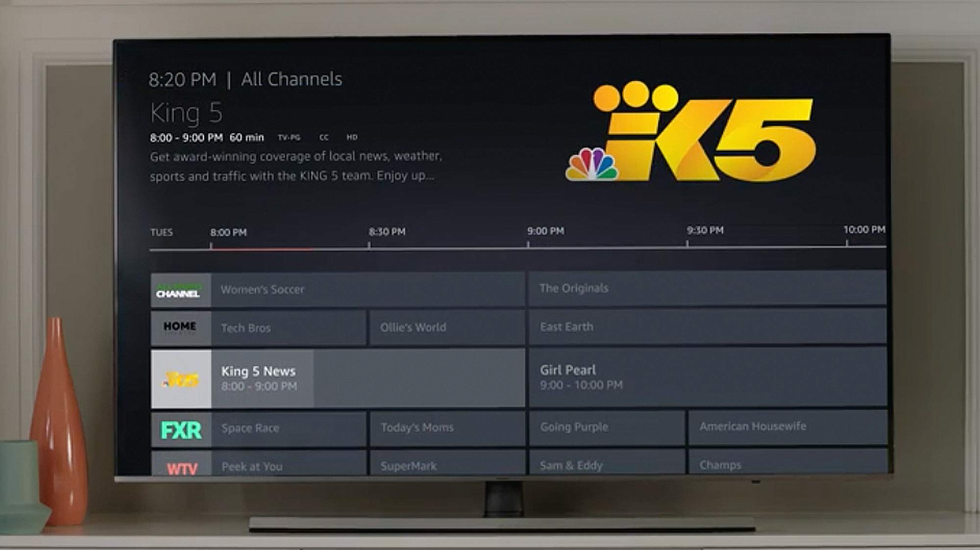 TV with channel schedule