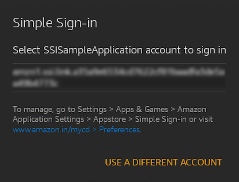 Select SSISampleApplication account to sign in; Use a different account