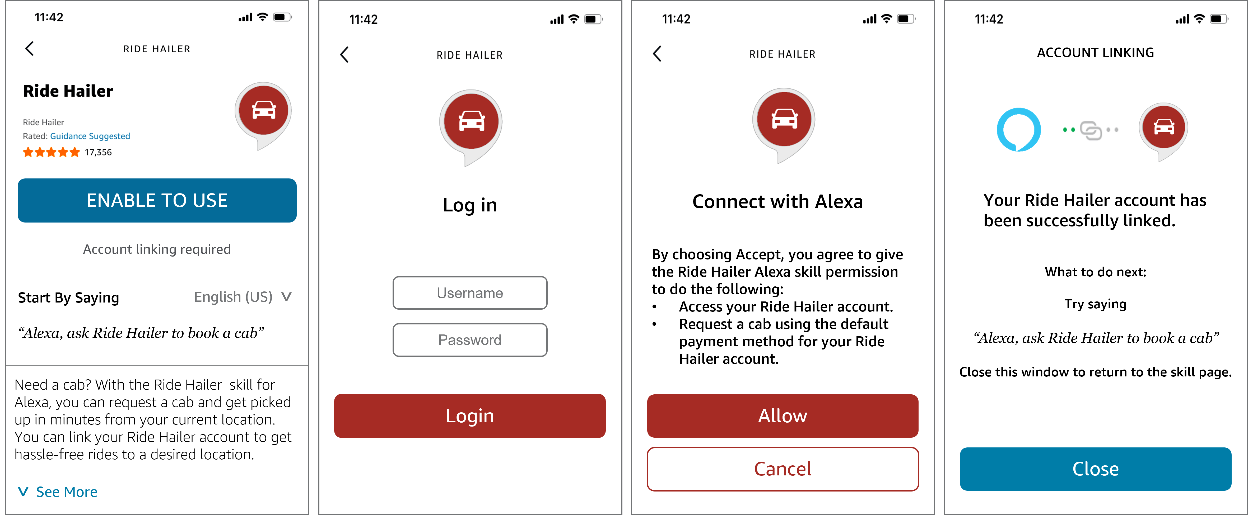 The user logs into your app, and then links their account with Alexa.