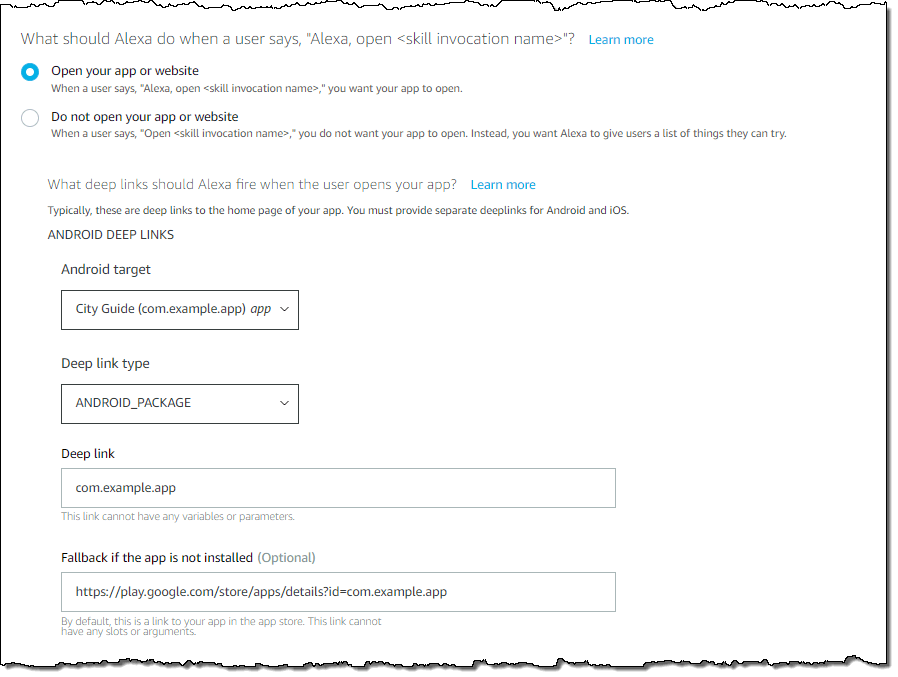 Tutorial use the developer console to create a skill for an android app alexa skills kit